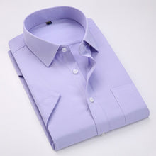 Load image into Gallery viewer, Men Short Sleeve Shirt Easy Care Formal Business Work Office Male Dress Shirts Regular Fit Plus Size 5XL