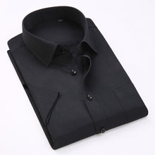Load image into Gallery viewer, Men Short Sleeve Shirt Easy Care Formal Business Work Office Male Dress Shirts Regular Fit Plus Size 5XL