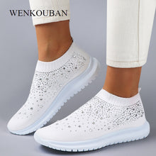 Load image into Gallery viewer, Women Flats Sneakers Crystal Fashion Bling Sneakers Casual Slip On Sock Trainers Winter Women Vulcanize Shoe Zapatillas Mujer