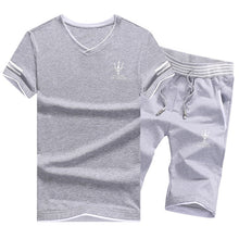 Load image into Gallery viewer, Men's Tops Tees Summer New Cotton Letter Print Short Sleeve Men Fashion Track Suit V-Neck Trends Fitness Street Wear Tops 2019