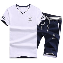 Load image into Gallery viewer, Men's Tops Tees Summer New Cotton Letter Print Short Sleeve Men Fashion Track Suit V-Neck Trends Fitness Street Wear Tops 2019