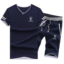 Load image into Gallery viewer, Men's Tops Tees Summer New Cotton Letter Print Short Sleeve Men Fashion Track Suit V-Neck Trends Fitness Street Wear Tops 2019
