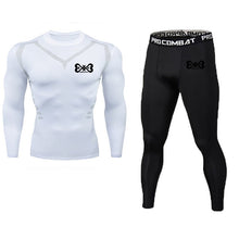 Load image into Gallery viewer, Rexchi 2 pçs/set treino masculino ginásio de fitness compressão esportes terno roupas correndo jogging esporte wear exercício wo