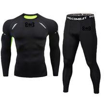 Load image into Gallery viewer, Rexchi 2 pçs/set treino masculino ginásio de fitness compressão esportes terno roupas correndo jogging esporte wear exercício wo