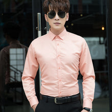 Load image into Gallery viewer, Men's Professional Business Shirt Men's Dress Up Casual Slim Long Sleeve Solid Shirt Men Plus Size Men's White Red Black Shirt