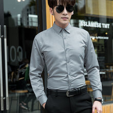 Load image into Gallery viewer, Men's Professional Business Shirt Men's Dress Up Casual Slim Long Sleeve Solid Shirt Men Plus Size Men's White Red Black Shirt