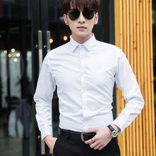 Load image into Gallery viewer, Men's Professional Business Shirt Men's Dress Up Casual Slim Long Sleeve Solid Shirt Men Plus Size Men's White Red Black Shirt