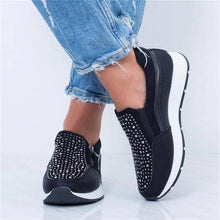 Load image into Gallery viewer, Women Crystal Sneakers Spring Autumn Casual Zipper Flat Shoes women Non-slip Breathable Outdoor Vulcanized Shoes woman
