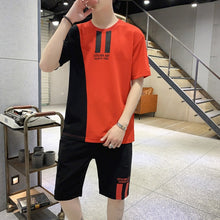 Load image into Gallery viewer, 2020 Summer Mens Hooded Set Student Wear New Casual Patchwork Print T-Shirt + Shorts Harajuku 2 PCS Street Fashion Set Tracksuit