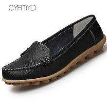 Load image into Gallery viewer, Genuine Leather Shoes Woman Soft Boat shoes for Women Flats shoes Big size 35-44 Ladies Loafers Non-Slip Sturdy Sole