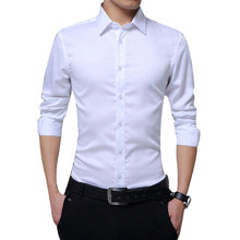 Load image into Gallery viewer, Hot Mens Long Sleeve Shirts Dress Up Professional Shirt Simple Men's White Slim Fit Shirts Solid Color Men Business Dress Shirt