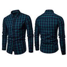 Load image into Gallery viewer, Classic Casual Men's Button Down Slim Fit Long Sleeved Dress Business Shirts Tops Modern S-2XL Slim Plaid Blouse Musle Shape