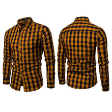 Load image into Gallery viewer, Classic Casual Men's Button Down Slim Fit Long Sleeved Dress Business Shirts Tops Modern S-2XL Slim Plaid Blouse Musle Shape