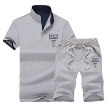 Load image into Gallery viewer, Summer Polo Shirt Mens Short Sleeve Polo + Shorts Suit Male Solid Jersey Breathable 2PC Top Short Set Fitness Sportsuits Set Men