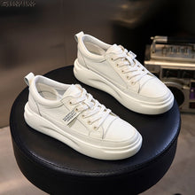 Load image into Gallery viewer, SWYIVY zapatos casuales de cuero genuino zapatos de las mujeres zapatillas de deporte de Otoño de 2019 luz blanca zapatillas de plataforma Med talón damas zapato cómodo 40
