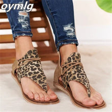 Load image into Gallery viewer, 2020 Women Sandals Leopard Print Summer Shoes Women Large Size Andals Flat Women Sandals Womens Summer Shoes Sandals