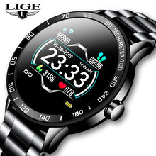 Load image into Gallery viewer, LIGE nouvelle montre intelligente hommes podomètre fréquence cardiaque tensiomètre étanche en acier ceinture Smartwatch Sport multifonction Mode