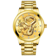 Load image into Gallery viewer, 2020 Luxury Business Man Watch Full Steel Waterproof Quartz Wrist Watch Male Clock Fashion Embossed Gold Diamond Dragon Watches