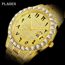 Load image into Gallery viewer, Dropshipping 2020 PLADEN 18k Gold Watch Men Big Diamond Dial Arabic Rolexable_watch Men Datejust Analog Male Gold Wrist Watch