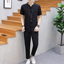 Load image into Gallery viewer, Men Tracksuits Vintage Man Clothing 2020 Spring Wear Long Sleeve Street Wear Male Travel Set Linen Long Pants in Men's Sets