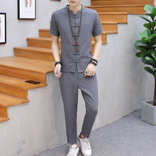 Load image into Gallery viewer, Men Tracksuits Vintage Man Clothing 2020 Spring Wear Long Sleeve Street Wear Male Travel Set Linen Long Pants in Men's Sets