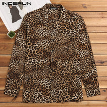Load image into Gallery viewer, Sexy Leopard Tee Tops Social Shirt Men Shirt Long Sleeve Dress Autumn Male Clothes Tee Tops Streetwear Chemise Camisas Hombre