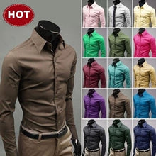 Load image into Gallery viewer, 2019 Mens Slim Fit Unique Neckline Stylish Dress Long Sleeve Casual Shirts Mens Shirt Camisa Camisas Masculina Turn-down Collar