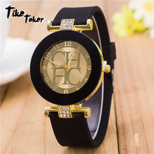 Load image into Gallery viewer, 2018 Hot sale Fashion Black Geneva Casual CHHC Quartz Women watches Crystal Silicone Watches Relogio Feminino men's Wrist Watch
