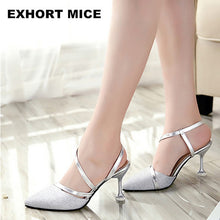 Load image into Gallery viewer, 2019 Summer heel High Heels Sandals lady Pumps classics slip on Shoes sexy Women party shoes gold silver Wedding Slingbacks