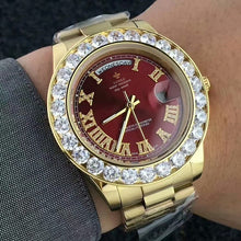 Load image into Gallery viewer, NEW Luxury Gold Big diamond man wrist watch (Red, green, white, blue, gold) dial quartz Stainless steel xfcs men's watch i clock
