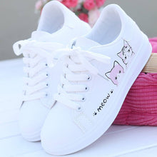 Load image into Gallery viewer, 2019 New Arrival Fashion Lace-up Women Sneakers Women Casual Shoes Printed Women Pu Shoes Cute Cat Canvas Shoes
