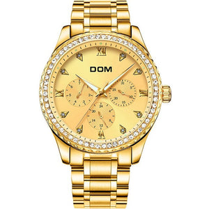 DOM Watches Men Waterproof Stainless Steel Business Luxury Diamond Wrist Watches Sport Quartz Clock Watches Montre Homme
