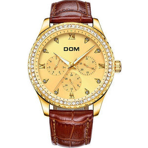 DOM Watches Men Waterproof Stainless Steel Business Luxury Diamond Wrist Watches Sport Quartz Clock Watches Montre Homme