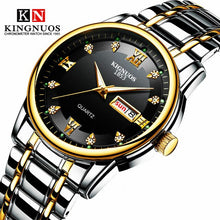 Load image into Gallery viewer, Full Stainless Steel Business Watch Top Brand KINGNUOS Men Wrist Watches Calendar Diamond Date Waterproof Man Quartz Clock Hours
