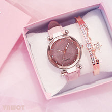 Load image into Gallery viewer, Casual Women Romantic Starry Sky Wrist Watch bracelet Leather Rhinestone Designer Ladies Clock Simple Dress Gfit  Montre Femme
