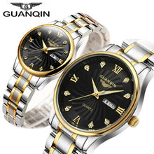Load image into Gallery viewer, GUANQIN Couple Lovers Watch Set Luxury Diamond 2019 Men Women Wrist Watch Stainless Steel Quartz Watch Women Clock Ladies Watch
