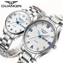 Load image into Gallery viewer, GUANQIN Couple Lovers Watch Set Luxury Diamond 2019 Men Women Wrist Watch Stainless Steel Quartz Watch Women Clock Ladies Watch
