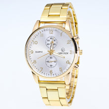 Load image into Gallery viewer, Mens Gold Watches Diamond Dial Gold Steel Analog Quartz Wrist Watch Waterproof box watch band Christmas gift _12.26
