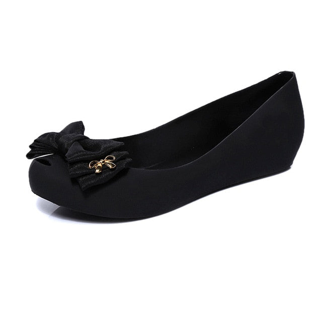 2020 Women Flats Spring Summer Flat Shoes Women Heel Peep Toe Bow Shoes Sandals Women Slip On Rubber Rain Shoes Woman Black Blue