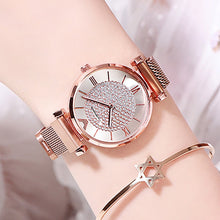 Load image into Gallery viewer, Ladies Watch 2019 Top Brand Women Rose Gold Wrist Watches For Women relogio feminino Luxury Diamond Magnetic Mesh Quartz Clock
