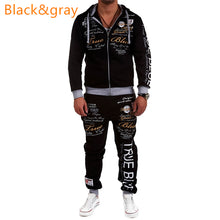 Load image into Gallery viewer, ZOGAA Casual Suit Men Autumn Sport Wear Sets Tracksuit Zipper Letter Printed Hoodies Top+Sweatpants 2 Piece of Set Men Sweatsuit
