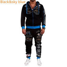 Load image into Gallery viewer, ZOGAA Casual Suit Men Autumn Sport Wear Sets Tracksuit Zipper Letter Printed Hoodies Top+Sweatpants 2 Piece of Set Men Sweatsuit

