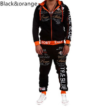 Load image into Gallery viewer, ZOGAA Casual Suit Men Autumn Sport Wear Sets Tracksuit Zipper Letter Printed Hoodies Top+Sweatpants 2 Piece of Set Men Sweatsuit
