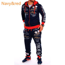 Load image into Gallery viewer, ZOGAA Casual Suit Men Autumn Sport Wear Sets Tracksuit Zipper Letter Printed Hoodies Top+Sweatpants 2 Piece of Set Men Sweatsuit
