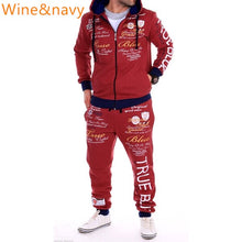 Load image into Gallery viewer, ZOGAA Casual Suit Men Autumn Sport Wear Sets Tracksuit Zipper Letter Printed Hoodies Top+Sweatpants 2 Piece of Set Men Sweatsuit
