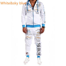 Load image into Gallery viewer, ZOGAA Casual Suit Men Autumn Sport Wear Sets Tracksuit Zipper Letter Printed Hoodies Top+Sweatpants 2 Piece of Set Men Sweatsuit
