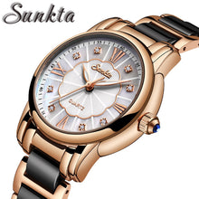 Load image into Gallery viewer, SUNKTA Women Watches Diamond Watch Women Waterproof  Ceramics Strap Ladies Wrist Watches Top Brand Clock Relogio Feminino+Box
