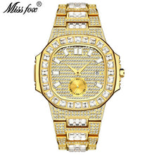 Load image into Gallery viewer, Patek New Luxury Brand Watch Mens Quartz Fashion Wrist Watches Black Diamond Man Baugette Dimaond Wristwatch Male Quartz Clock
