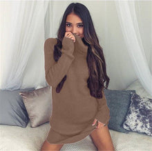 Load image into Gallery viewer, Women Autumn Winter V-Neck Long Sleeve Knit Bodycon Sweater Mini Dress Female Warm Party Dresses Ladies Clothing Femme Vestdiaos
