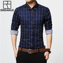 Load image into Gallery viewer, ERIDANUS 2017 Men&#39;s Plaid Cotton Dress Shirts Male High Quality Long Sleeve Slim Fit Business Casual Shirt Plus Size 5XL M433
